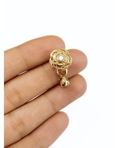 Pirinç Zirkon Taşlı Kapamalı Çiçek Uç - 1 Adet