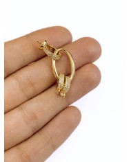 Pirinç Zirkon Taşlı Oval Uç - 1 Adet