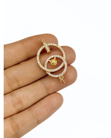 Pirinç Zirkon Taşlı Halka Uç - 1 Adet