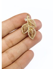 Pirinç Zirkon Taşlı Yaprak Uç - 1 Adet