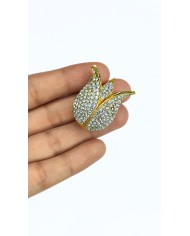 Zamak Şeffaf Kristal Taşlı Lale Model Tesbih İmamesi Sarı – 30x32mm