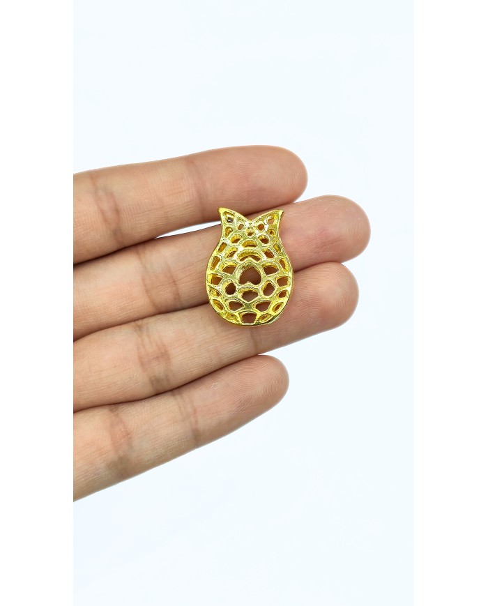 Zamak Lale Model Kalp Motifli Tesbih İmamesi Gümüş Renk - 18x25mm