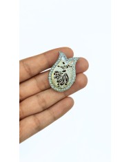 Zamak Zirkon Taşlı Lale Model Mevlana Motifli Tesbih İmamesi Nikel - 24x35mm