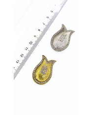 Zamak Lale Model Zirkon Taşlı Tesbih İmamesi Sarı - 24x35mm