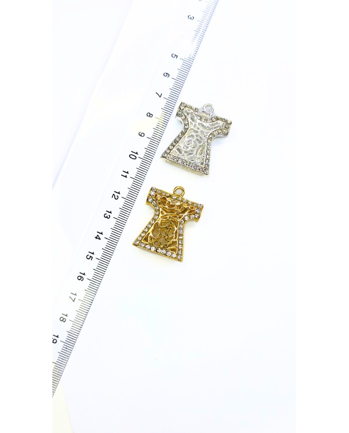 Zamak Kaftan Model Zirkon Taşlı Tesbih İmamesi Gümüş Renk - 25x30mm