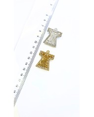 Zamak Kaftan Model Zirkon Taşlı Tesbih İmamesi Gümüş Renk - 25x30mm