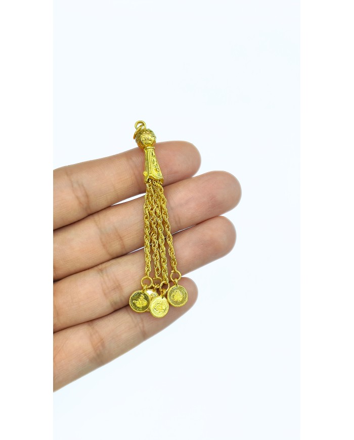 4’lü Zincir Püsküllü Tuğra Uçlu Tesbih İmamesi Sarı