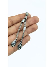 Zamak 2'li Zincir Püsküllü Lale Uçlu Tesbih İmamesi Nikel