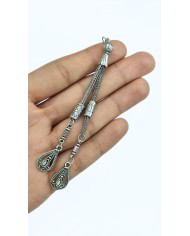 Zamak 2'li Zincir Püsküllü Damla Uçlu Tesbih İmamesi Nikel