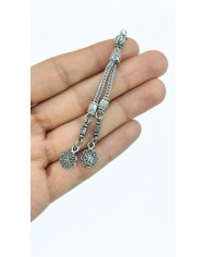 Zamak 2'li Zincir Püsküllü Çiçek Uçlu Tesbih İmamesi Nikel