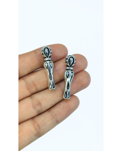 Zamak Damla Desenli Minare Model Tesbih İmamesi Nikel - 8x34mm