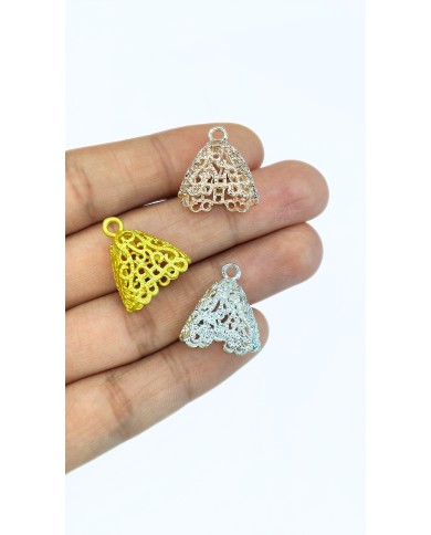 Zamak Tesbih Püskül Başlığı Tel Kırma Model Gümüş Renk - 18x20mm