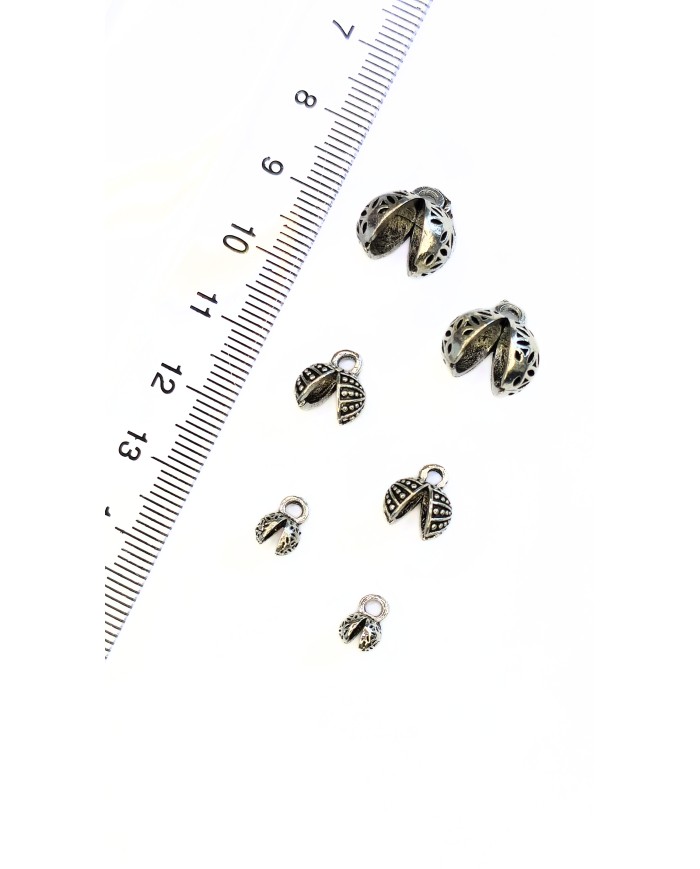 Zamak Tesbih Düğüm Midye Kapama Büyük Nikel - 12x14mm