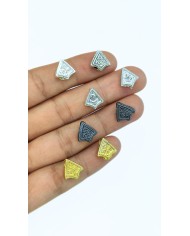 Zamak Çift Delikli Üçgen Tesbih Aparatı Nikel - 11x11mm