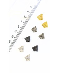Zamak Çift Delikli Üçgen Tesbih Aparatı Nikel - 11x11mm