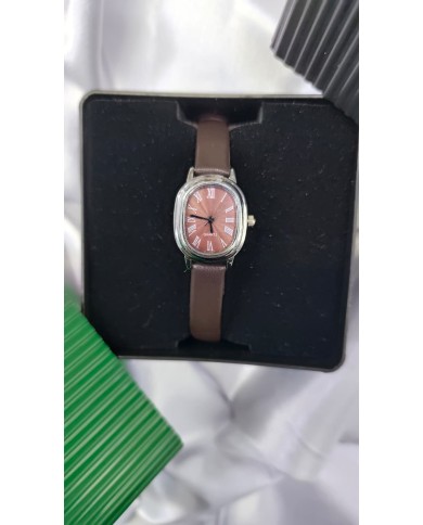 Klasik Model Oval Tasarım Çelik Kasa Kol Saati - Deri Kayış