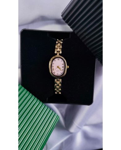 Model Oval Tasarım Çelik Kasa Kol Saati - Metal Kordon