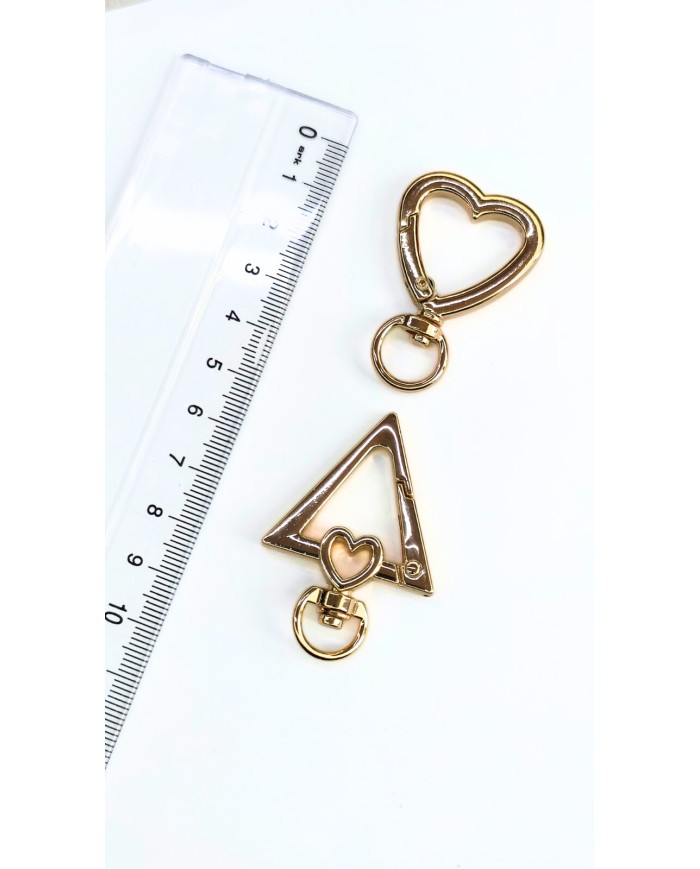 Yaylı Kanca Anahtarlık Çanta Askı Aparatı Kalp Sarı 29x43mm - 1 Adet