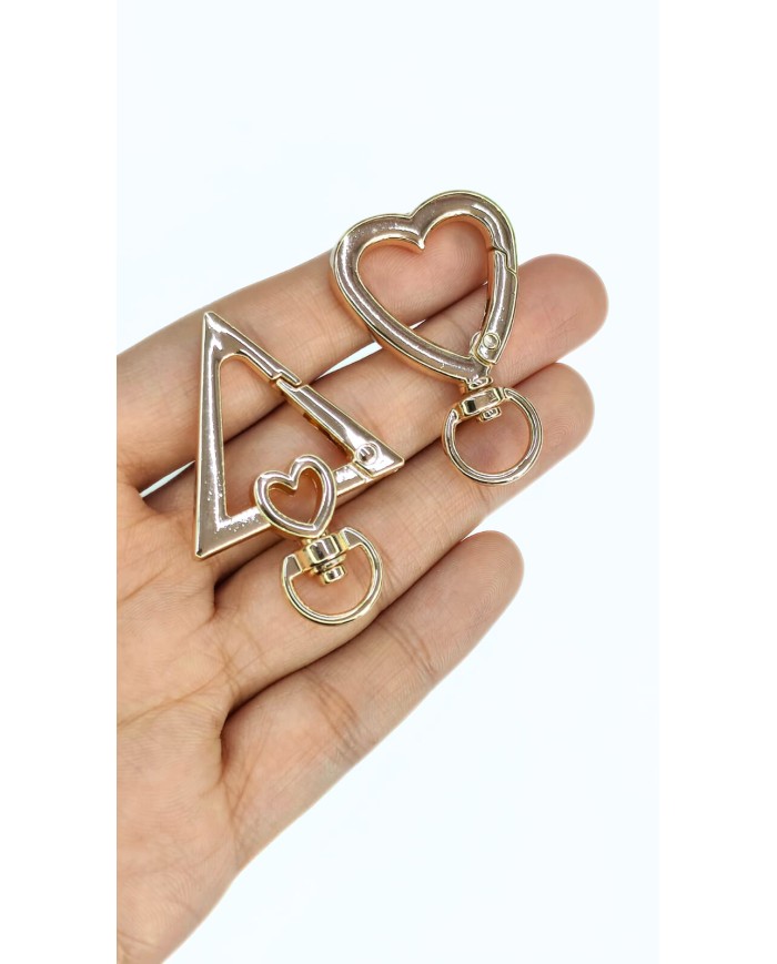 Yaylı Kanca Anahtarlık Çanta Askı Aparatı Kalp Sarı 29x43mm - 1 Adet