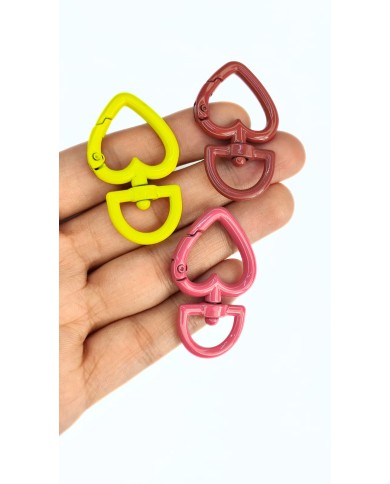 Yaylı Kanca Anahtarlık Çanta Askı Aparatı Kalp Kırmızı 27x45mm - 1 Adet