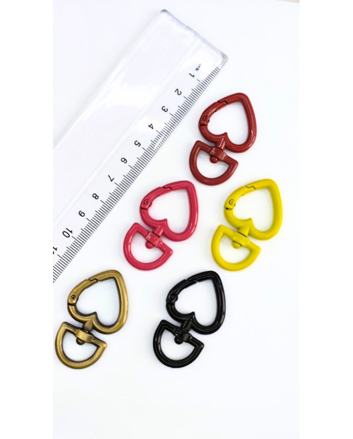Yaylı Kanca Anahtarlık Çanta Askı Aparatı Kalp Kırmızı 27x45mm - 1 Adet
