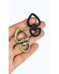 Yaylı Kanca Anahtarlık Çanta Askı Aparatı Kalp Antik Yeşil 27x45mm - 1 Adet