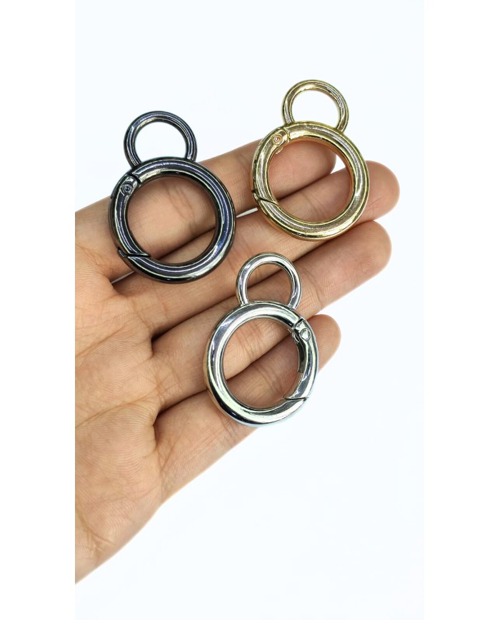 Yaylı Kanca Anahtarlık Çanta Askı Aparatı Yuvarlak Antrasit 30x42mm - 1 Adet