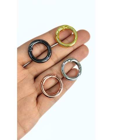 Yaylı Kanca Anahtarlık Çanta Askı Aparatı Yuvarlak Antrasit 16x16mm - 1 Adet