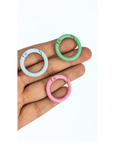 Yaylı Kanca Anahtarlık Çanta Askı Aparatı Yuvarlak Yeşil 20x20mm - 1 Adet