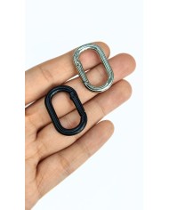 Yaylı Kanca Anahtarlık Çanta Askı Aparatı Oval Siyah 20x31mm - 1 Adet