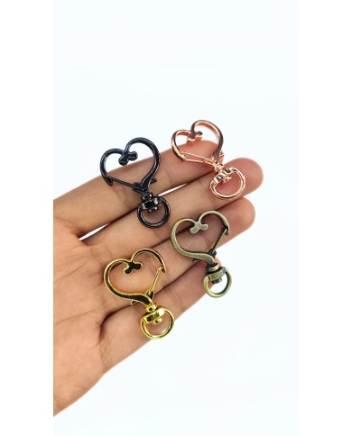 Yaylı Kanca Anahtarlık Çanta Askı Aparatı Kalp Siyah 24x34mm - 1 Adet