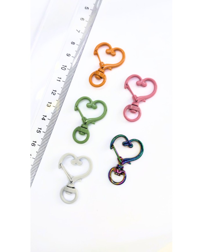 Yaylı Kanca Anahtarlık Çanta Askı Aparatı Kalp Turuncu 24x34mm - 1 Adet