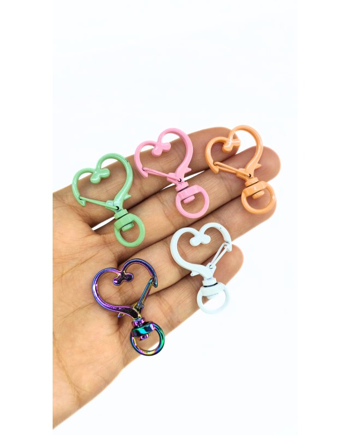 Yaylı Kanca Anahtarlık Çanta Askı Aparatı Kalp Yeşil 24x34mm - 1 Adet