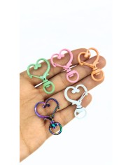 Yaylı Kanca Anahtarlık Çanta Askı Aparatı Kalp Yeşil 24x34mm - 1 Adet