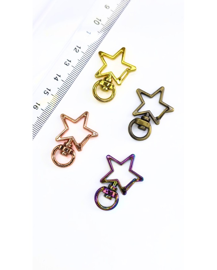 Yaylı Kanca Anahtarlık Çanta Askı Aparatı Yıldız Sarı 24x34mm - 1 Adet