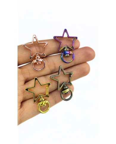 Yaylı Kanca Anahtarlık Çanta Askı Aparatı Yıldız Sarı 24x34mm - 1 Adet