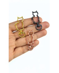 Yaylı Kanca Anahtarlık Çanta Askı Aparatı Kedi Bakır 18x40mm - 1 Adet