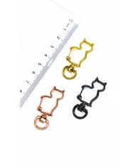 Yaylı Kanca Anahtarlık Çanta Askı Aparatı Kedi Bakır 18x40mm - 1 Adet