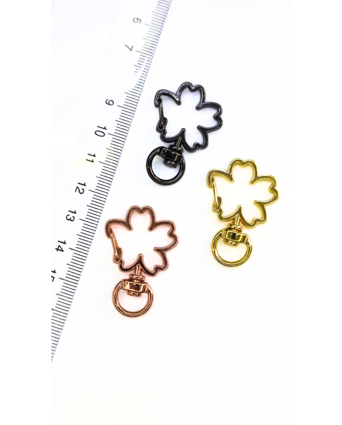 Yaylı Kanca Anahtarlık Çanta Askı Aparatı Yonca Sarı 22x35mm - 1 Adet