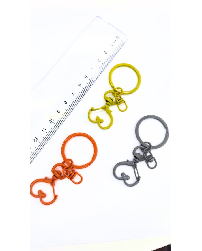 Yaylı Kanca ve Çift Tur Halka Anahtarlık Çanta Askı Aparatı Kalp Turuncu - 1 Adet