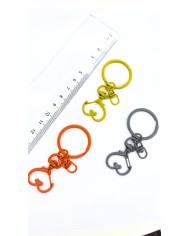 Yaylı Kanca ve Çift Tur Halka Anahtarlık Çanta Askı Aparatı Kalp Turuncu - 1 Adet