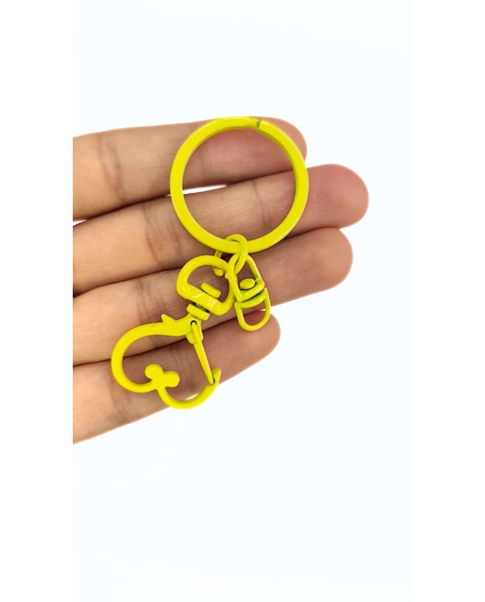 Yaylı Kanca ve Çift Tur Halka Anahtarlık Çanta Askı Aparatı Kalp Sarı - 1 Adet