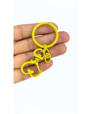 Yaylı Kanca ve Çift Tur Halka Anahtarlık Çanta Askı Aparatı Kalp Sarı - 1 Adet