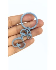 Yaylı Kanca ve Çift Tur Halka Anahtarlık Çanta Askı Aparatı Kalp Gri - 1 Adet