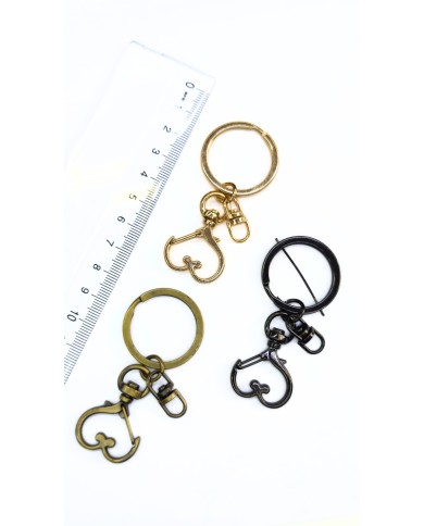 Yaylı Kanca ve Çift Tur Halka Anahtarlık Çanta Askı Aparatı Kalp Sarı - 1 Adet