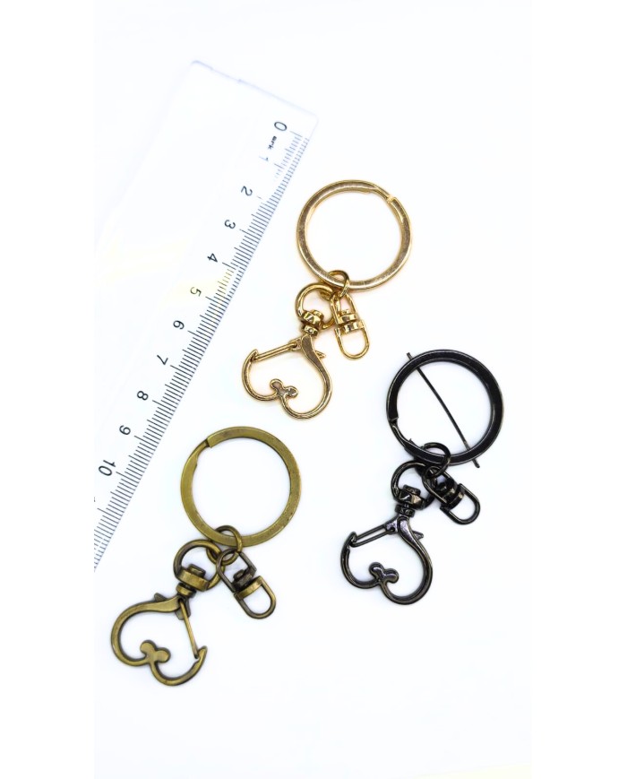 Yaylı Kanca ve Çift Tur Halka Anahtarlık Çanta Askı Aparatı Kalp Sarı - 1 Adet