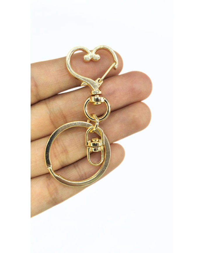 Yaylı Kanca ve Çift Tur Halka Anahtarlık Çanta Askı Aparatı Kalp Sarı - 1 Adet