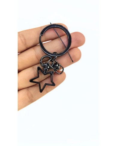 Yaylı Kanca ve Çift Tur Halka Anahtarlık Çanta Askı Aparatı Yıldız Antrasit - 1 Adet