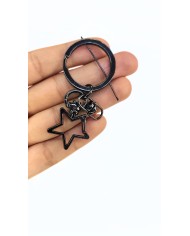 Yaylı Kanca ve Çift Tur Halka Anahtarlık Çanta Askı Aparatı Yıldız Antrasit - 1 Adet