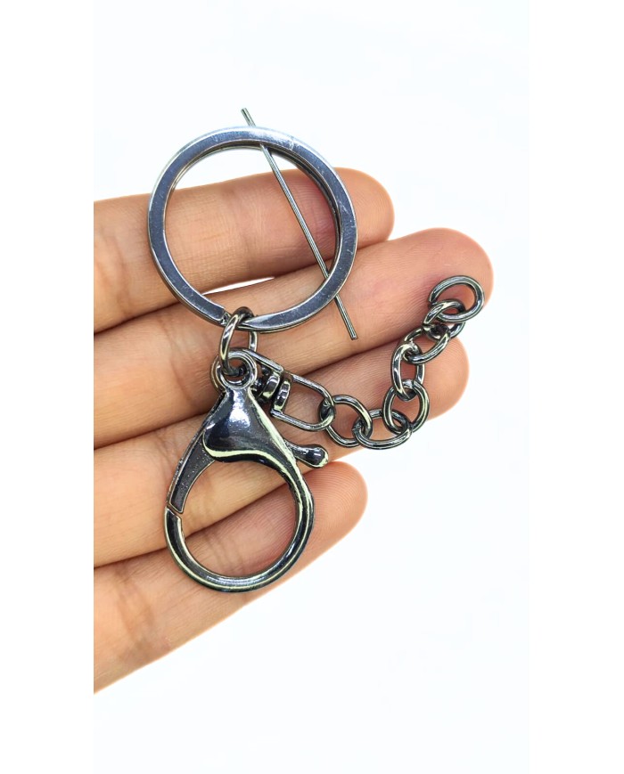 Papağan Klips ve Çift Tur Halka Anahtarlık Çanta Askı Aparatı Antrasit - 1 Adet